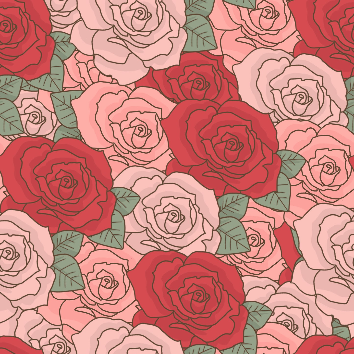 Vintage Pink & Red Roses 12x12 Patterned Vinyl Sheet