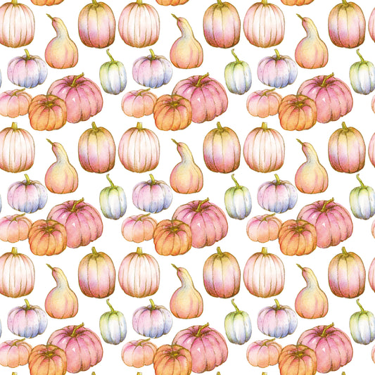 Watercolor Gourds & Pumpkins 12x12 Patterned Vinyl Sheet