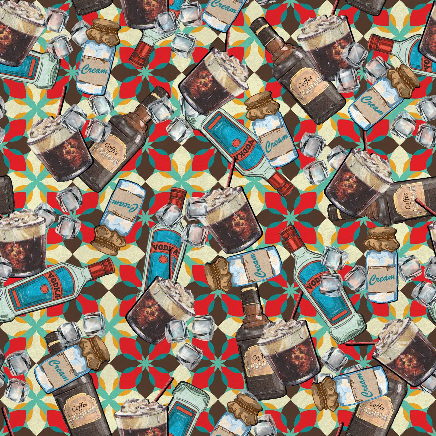 White Russian Cocktail 12x12 Patterned Vinyl Sheet