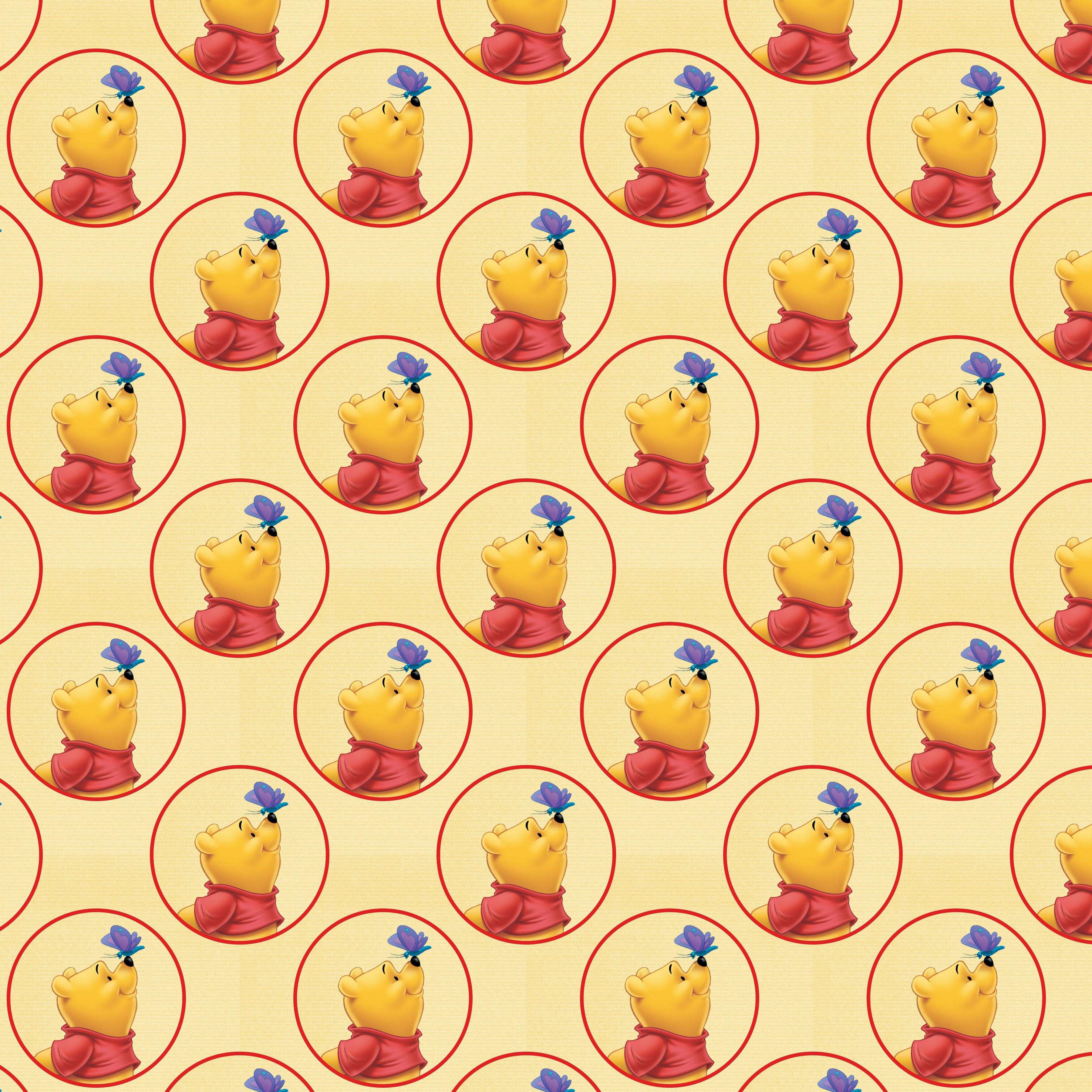 Winnie the Pooh with Butterfly 12x12 Patterned Vinyl Sheet