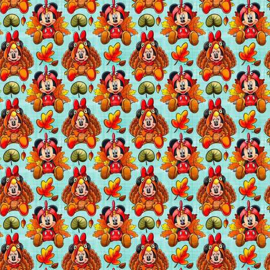 Minnie & Mickey Turkeys 12x12 Patterned Vinyl Sheet