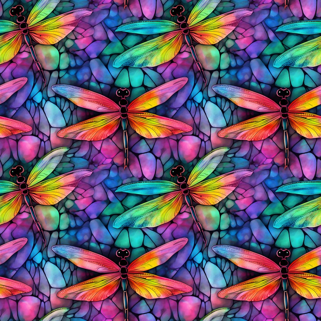 Dragonfly and Gemstones 12x12 Patterned Vinyl Sheet