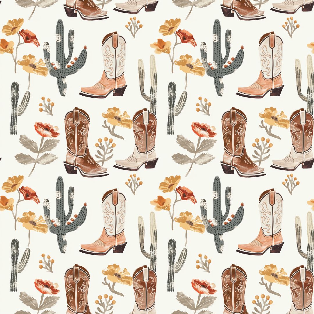 Florals & Cowboy Boots 12x12 Patterned Vinyl Sheet