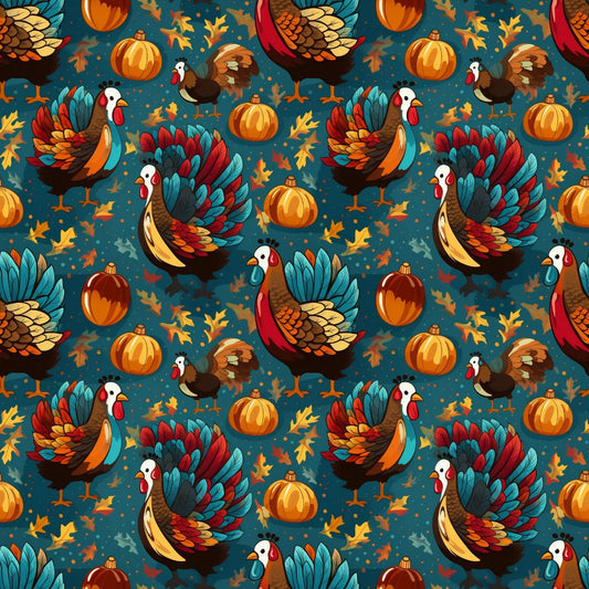 Colorful Turkeys 12x12 Patterned Vinyl Sheet