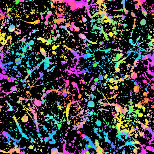 Neon Rainbow Splatters 12x12 Patterned Vinyl Sheet