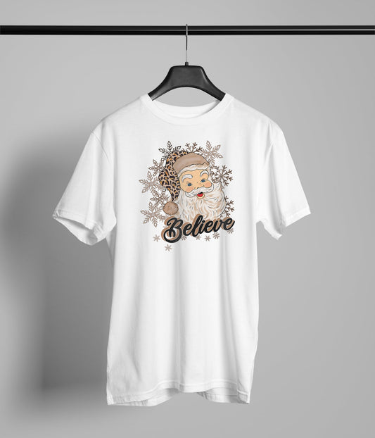 Believe Leopard Print Santa Claus