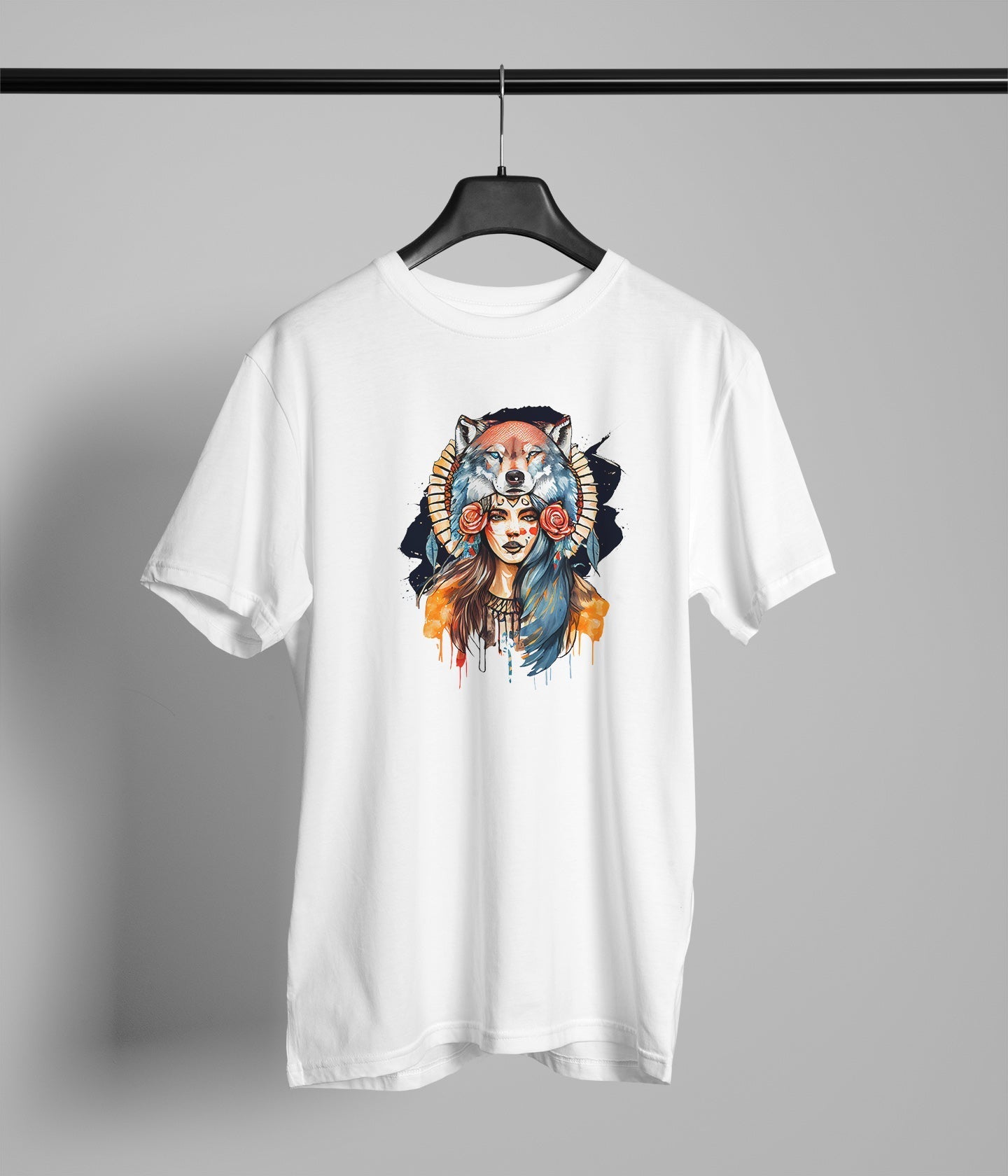 Native American Girl & Wolf