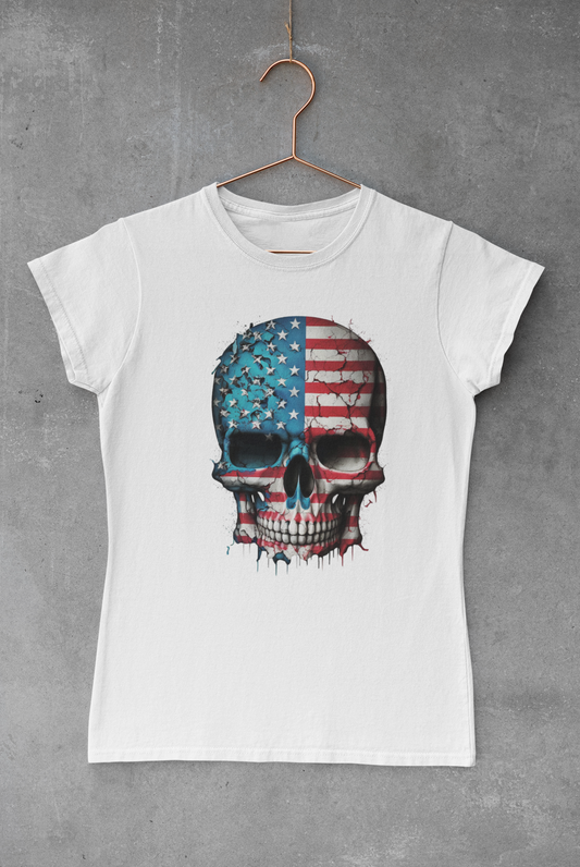 American Flag Skull Transfer