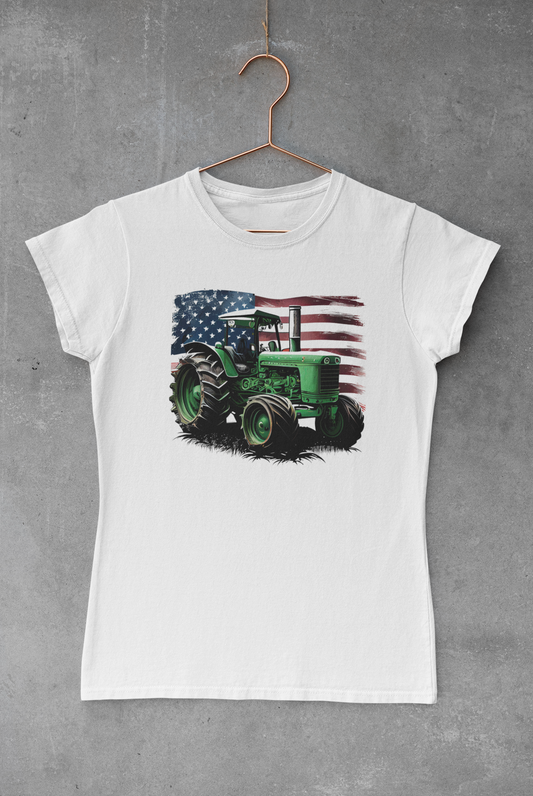 USA Flag Green Tractor Transfer