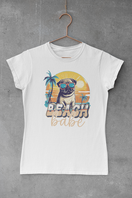 Beach Babe Pug Transfer