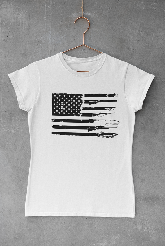 USA Flag with Fishing Poles Transfer