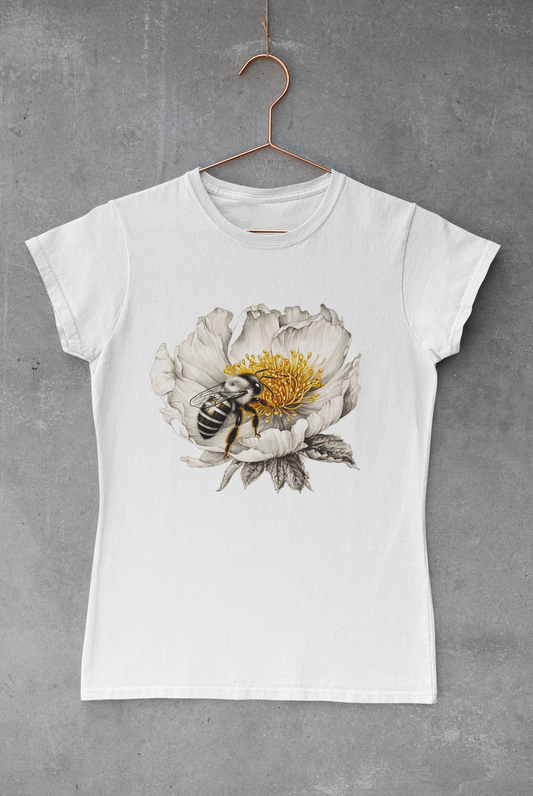 Bee on White Flower Transfer