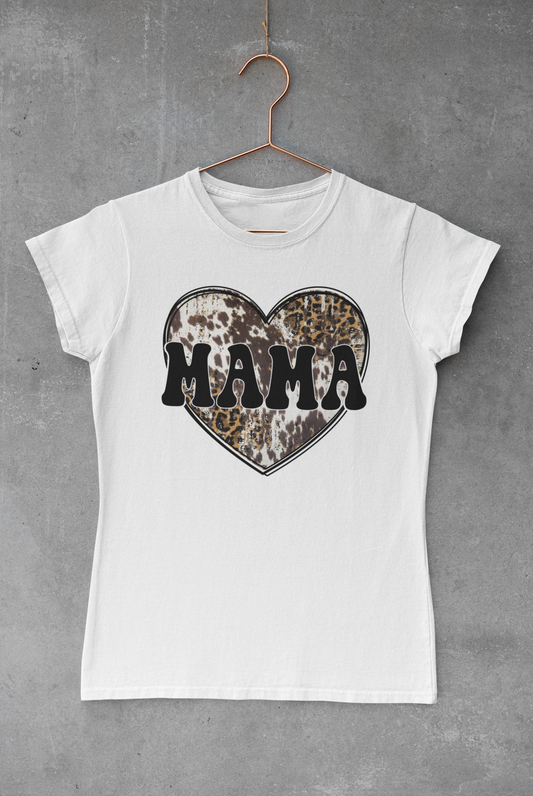 Mama Cow Hide Heart Transfer