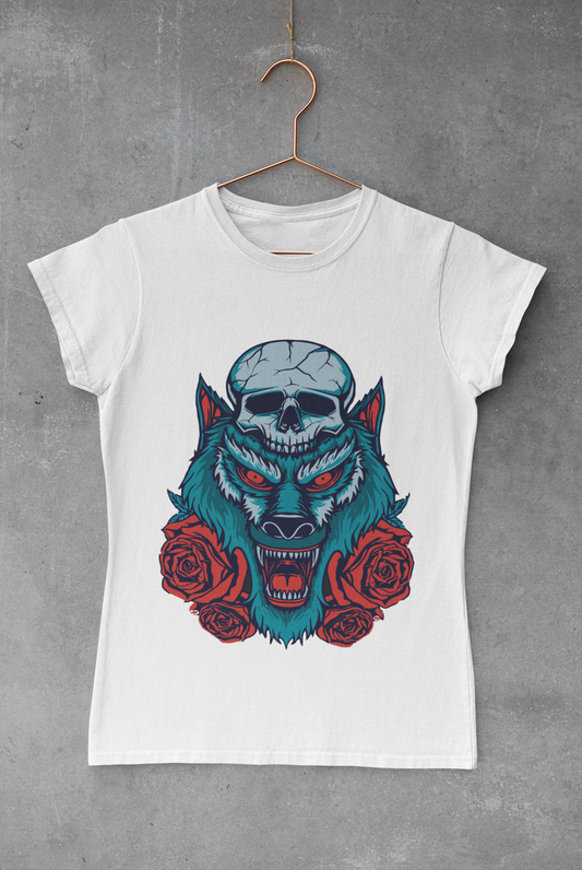 Floral Skull Wolf Transfer