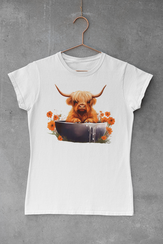 Highland Cow Bathing Transfer