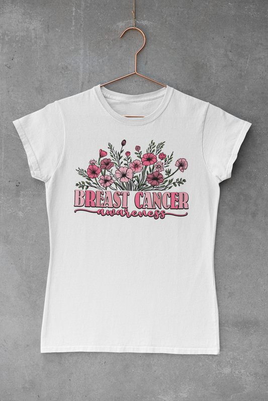 Floral Breast Cancer Awareness Transfer