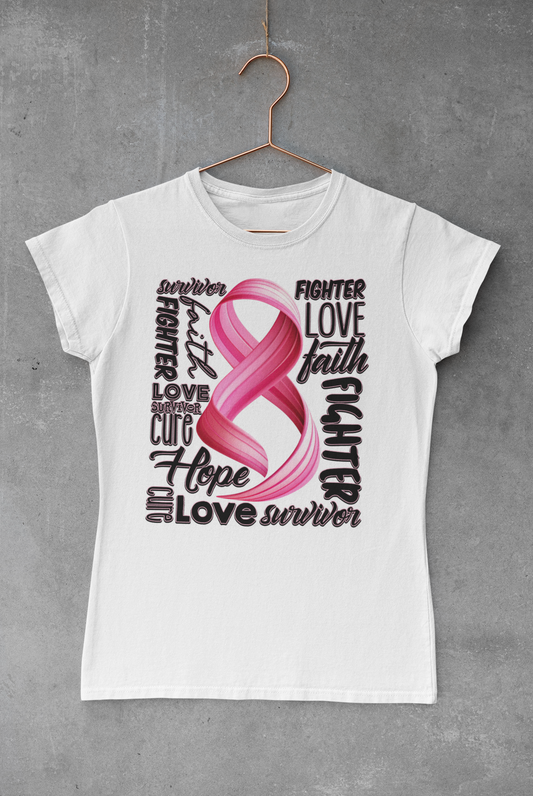 Breast Cancer Ribbon Faith Fighter Love Transfer