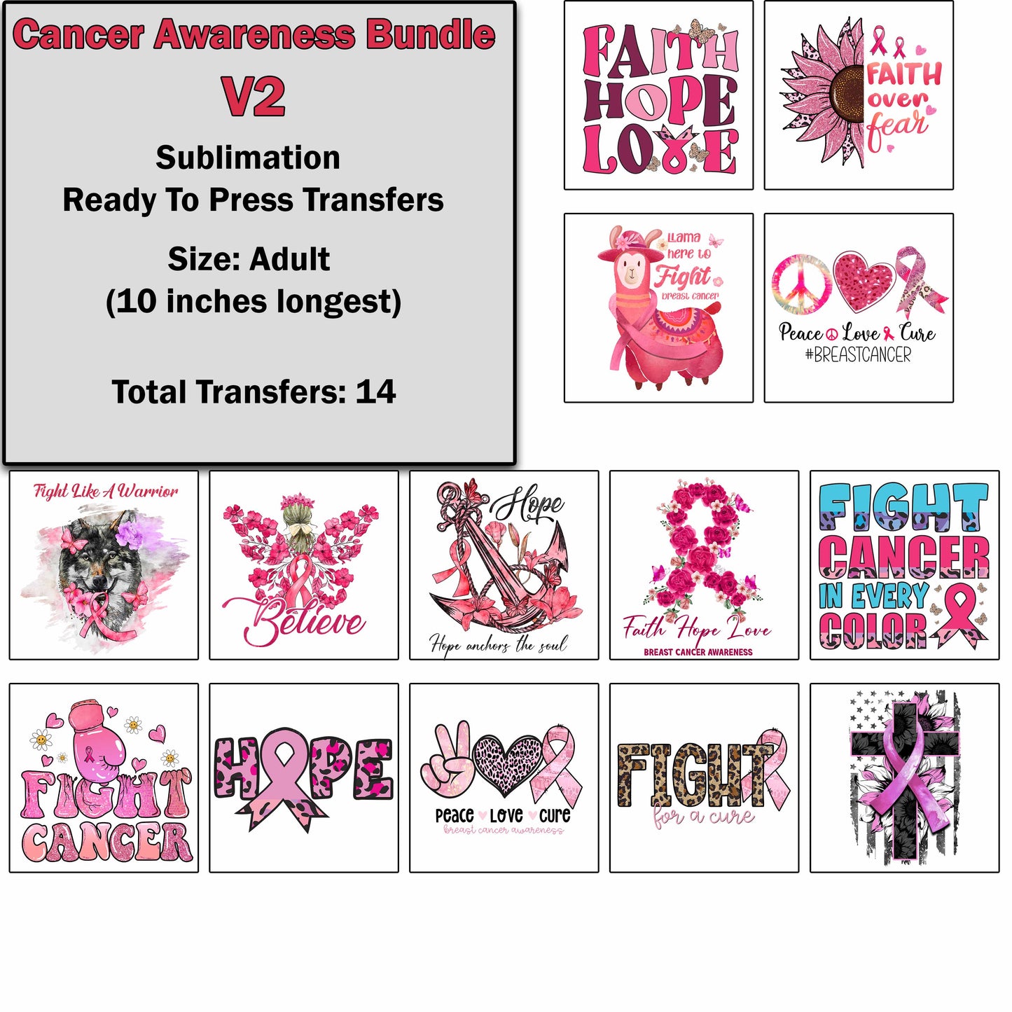 Breast Cancer Awareness Transfer Bundle 2