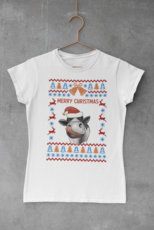 Moo Christmas Ugly Sweater Transfer