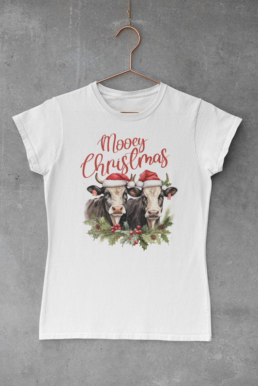 Two Christmas Cows Transfer