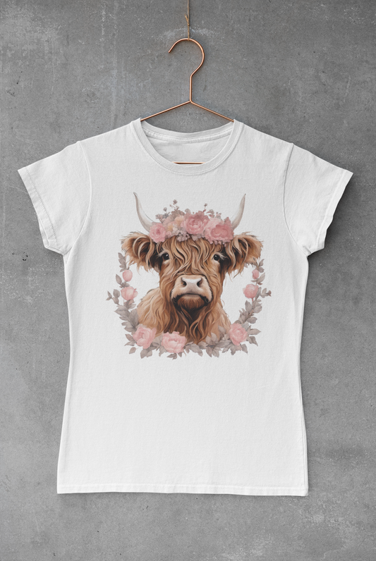 Floral Highland Cow V.2 Transfer