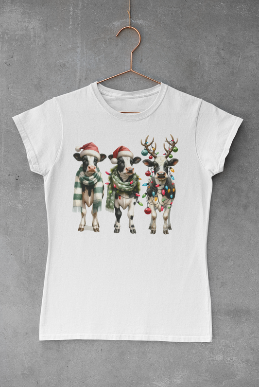 Three Christmas Cows Transfer