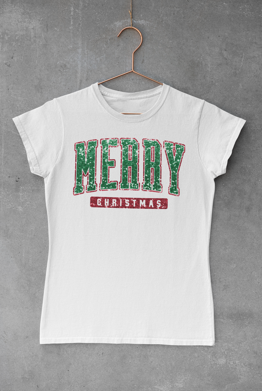Green & Red Merry Christmas Transfer