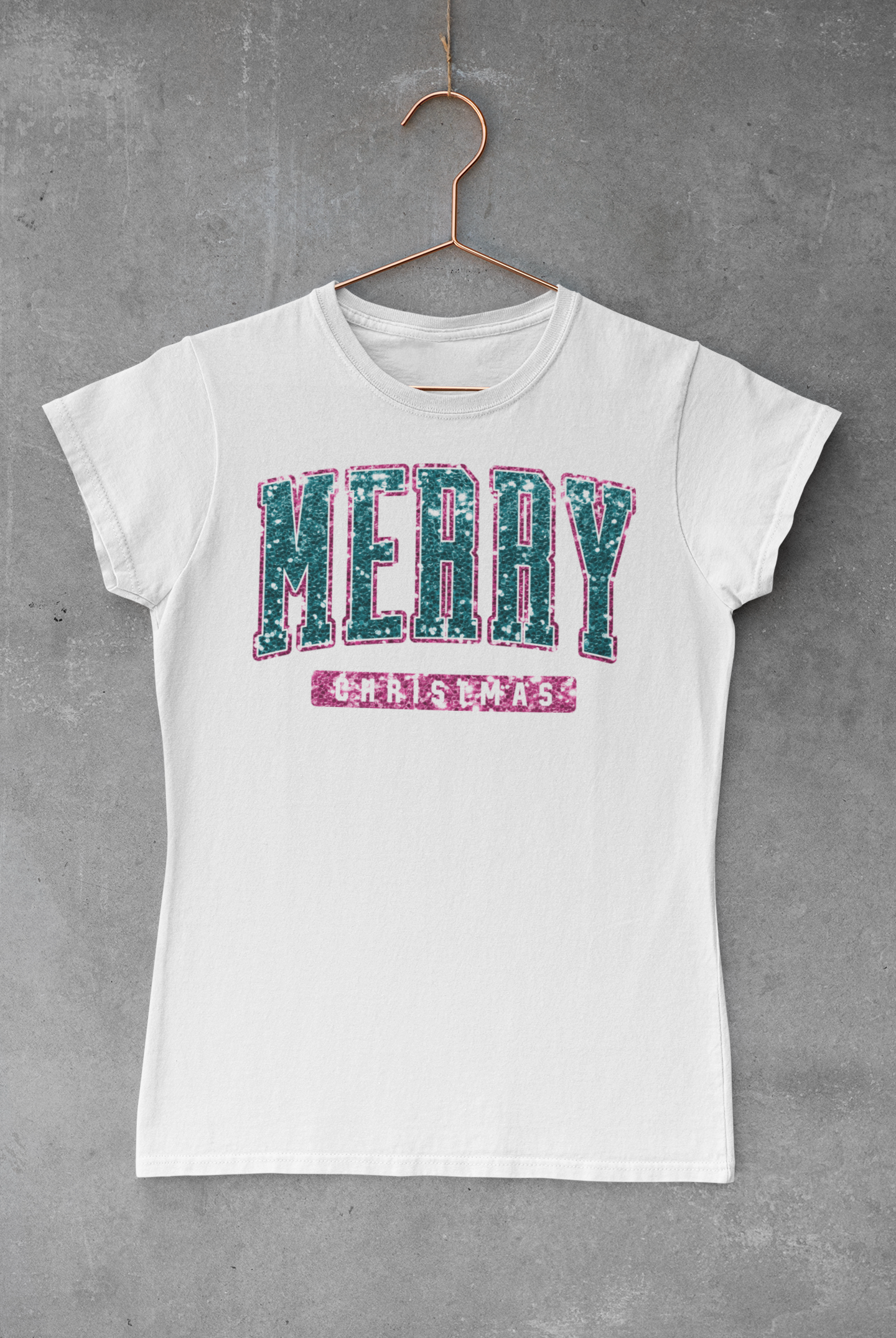 Pink & Aqua Merry Christmas Transfer