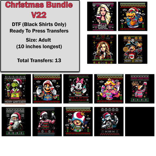 Christmas Transfer Bundle 22 For Black Shirts