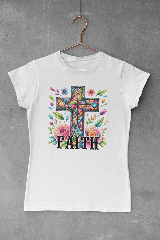 Faith Floral Cross Transfer
