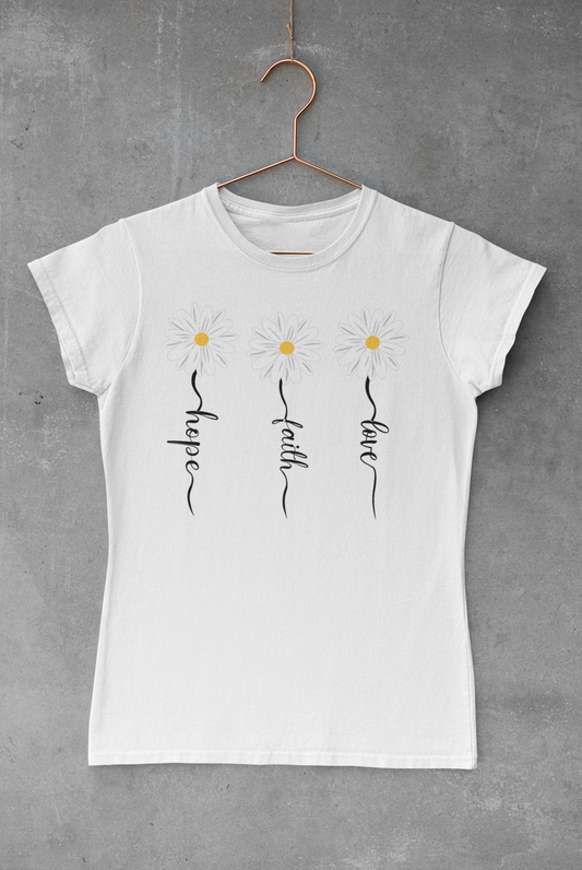 Hope Faith Love Daisies Transfer