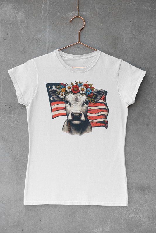 Cow Floral USA Transfer