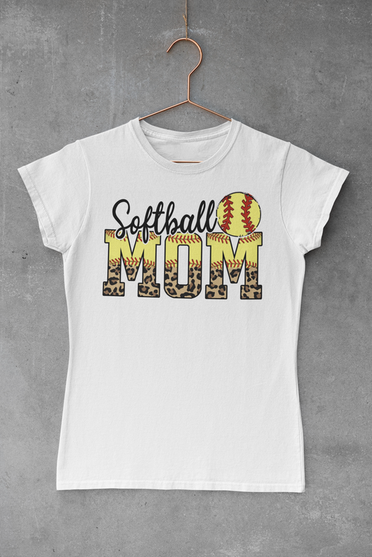 Softball Mom Leopard Print Transfer