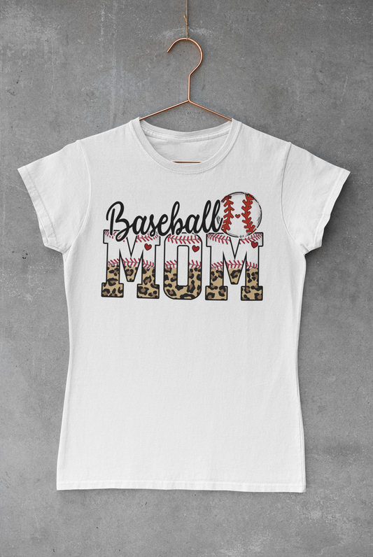 Baseball Mom Leopard Print Transfer