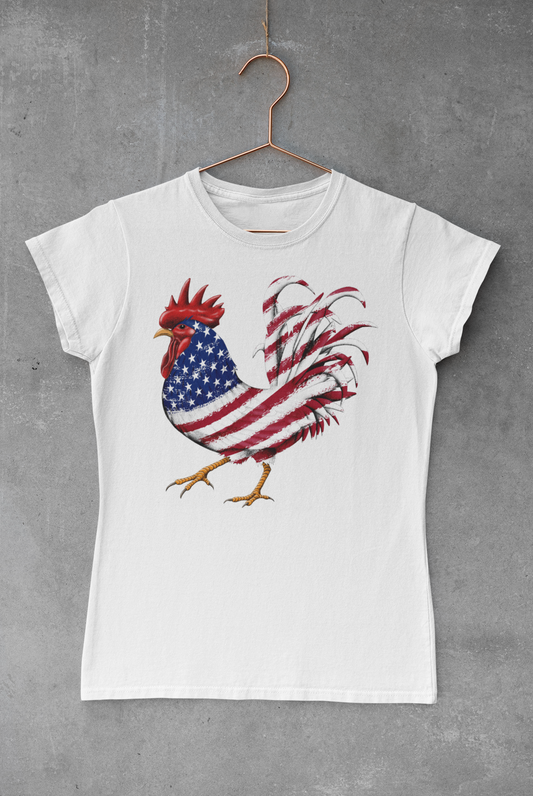 American Flag Rooster Transfer