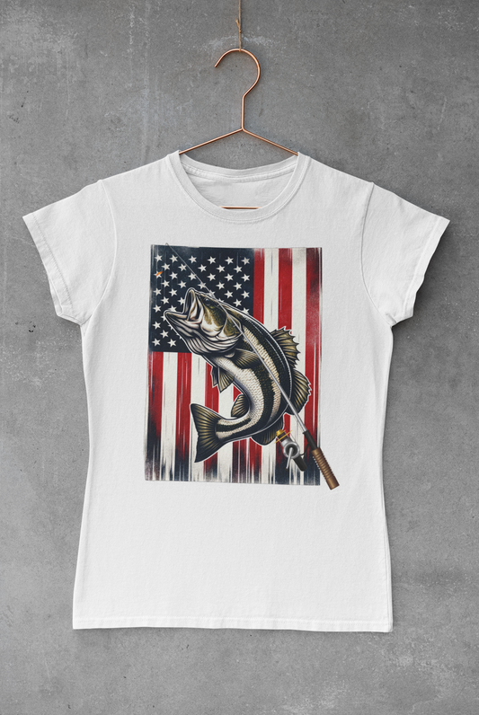 American Flag with Fish Transfer