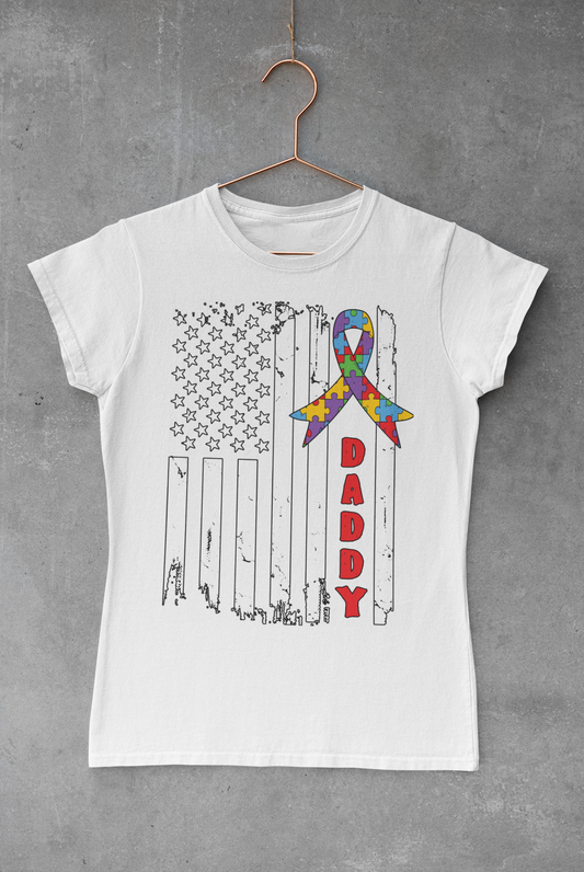 Autism Daddy American Flag Transfer