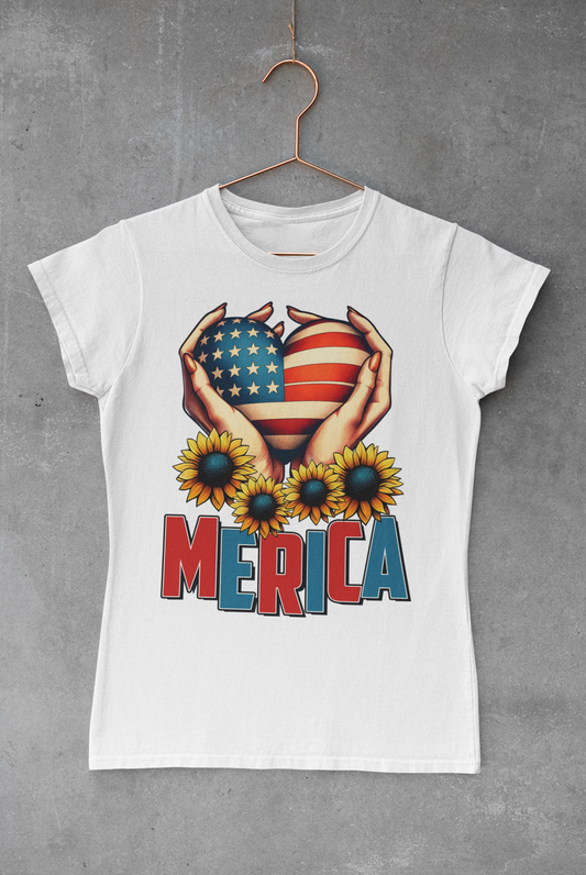 Merica Heart in Hands Transfer