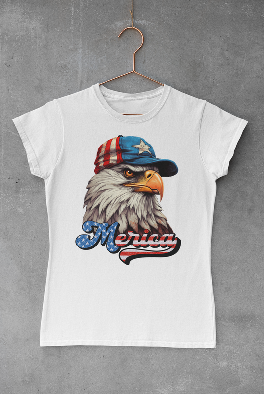 'Merica Eagle With Baseball Hat Transfer