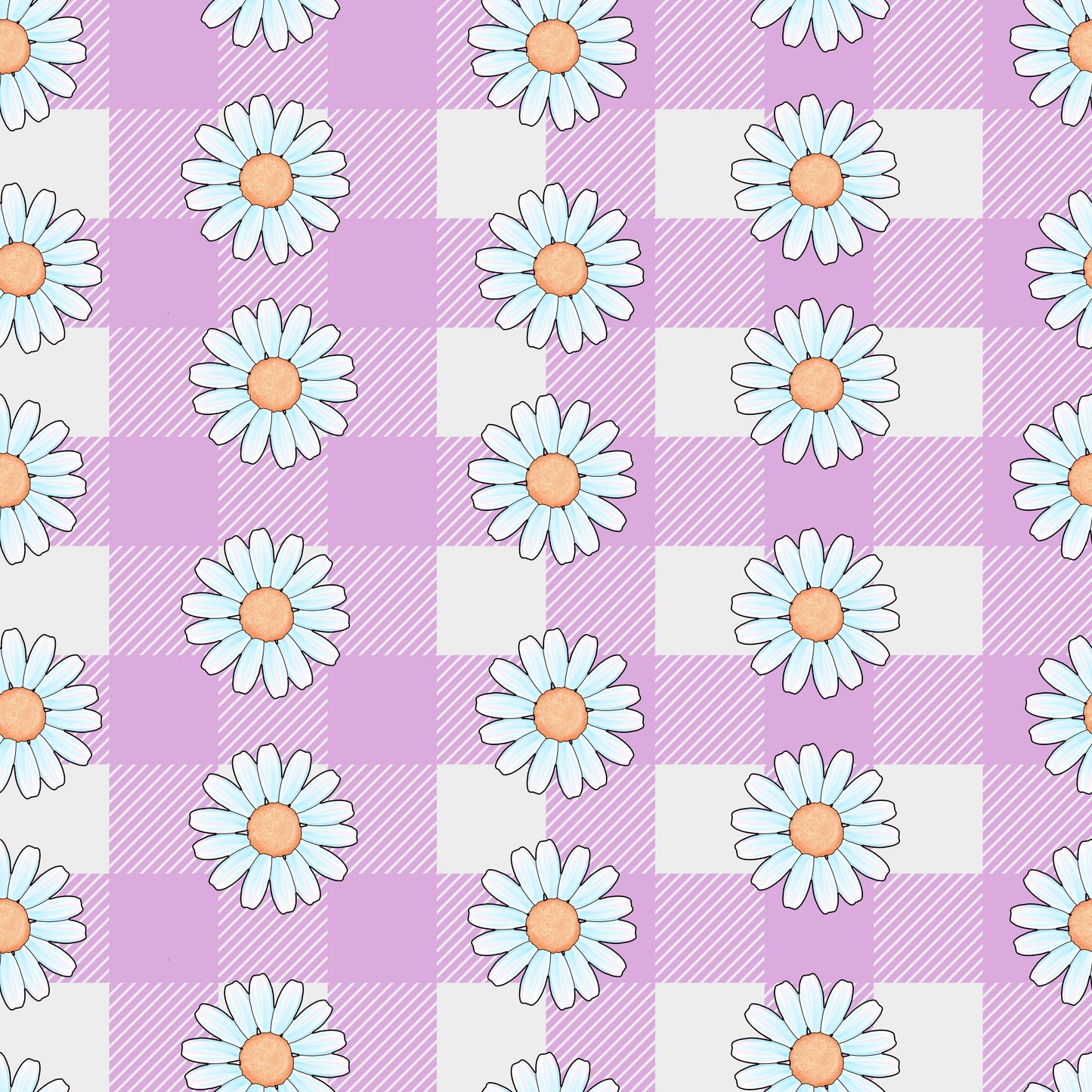 Daisies on Plaid 12x12 Patterned Vinyl Sheet