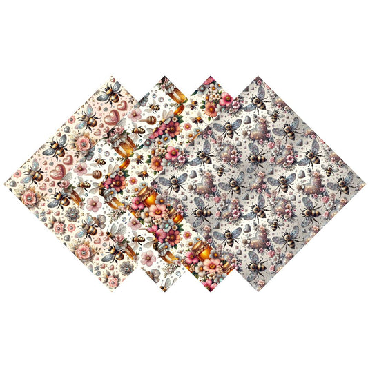 Faux Glitter Bees Patterned Vinyl Pack
