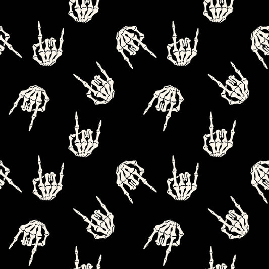 Black Skelton Rocker Hands 12x12 Patterned Vinyl Sheet
