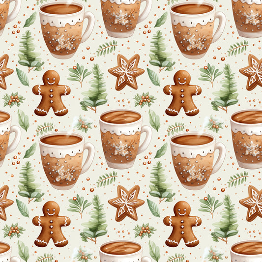 Gingerbread Cookies & Coffee 12x12 Patterned Vinyl Sheet