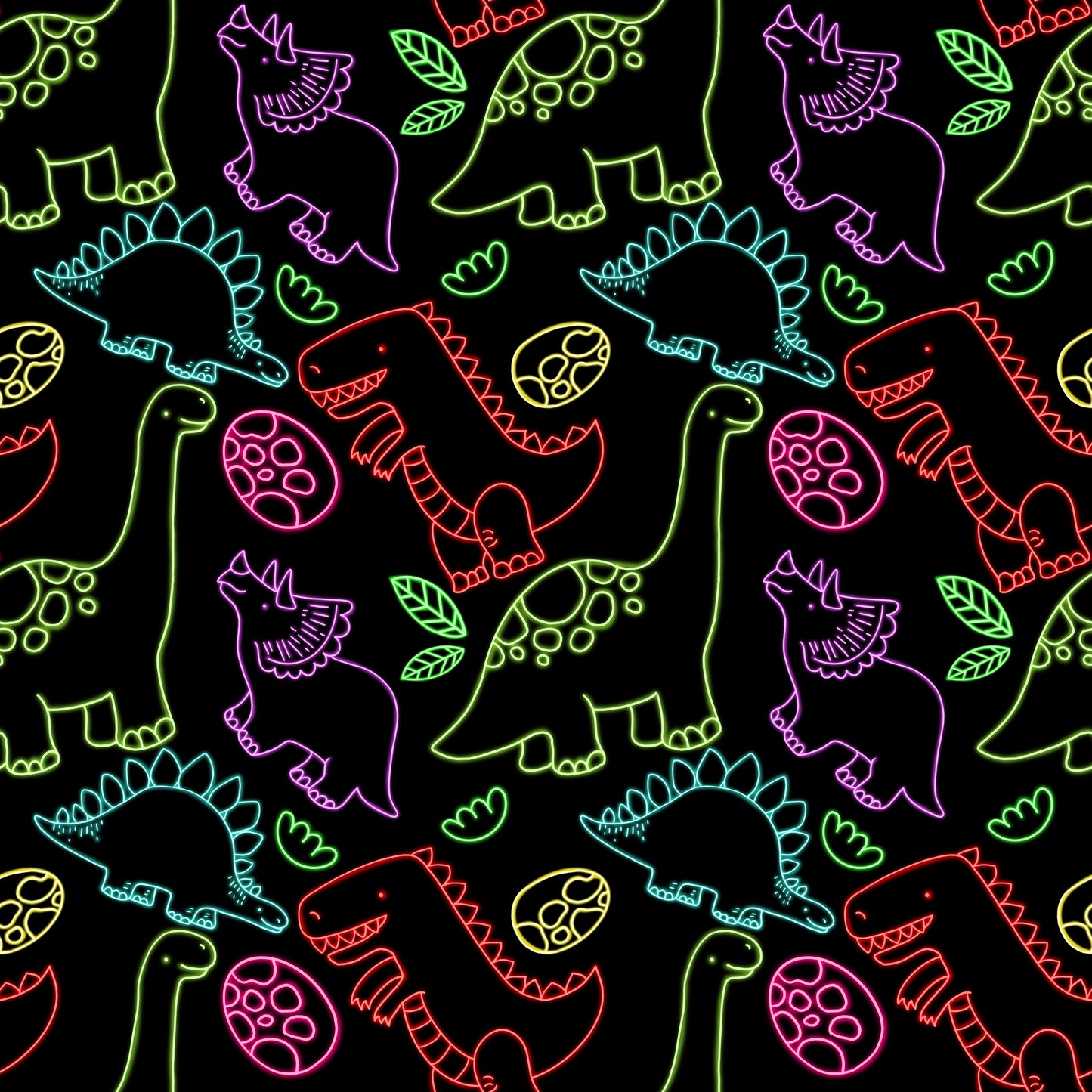 Neon Dino Outlines 12x12 Patterned Vinyl Sheet