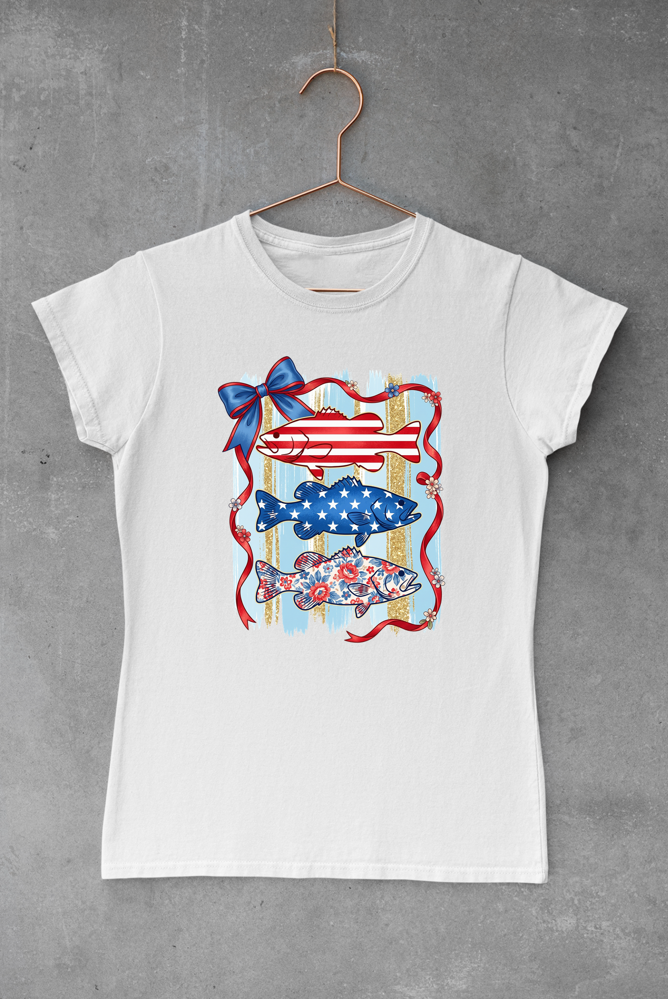 Patriotic Fish Preppy Stripes