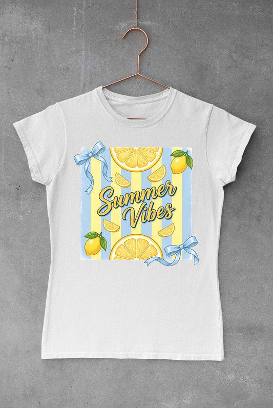 Summer Vibes Lemons Preppy Stripes