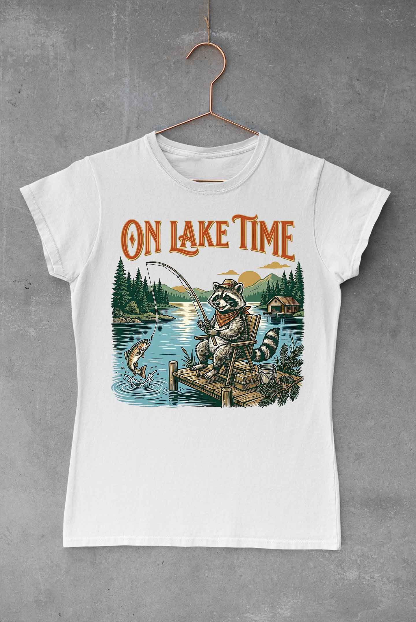 On Lake Time Fishing Raccoon