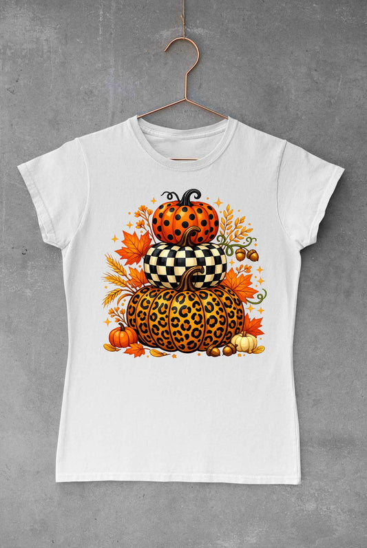 Fall Pumpkin Leopard Checkered