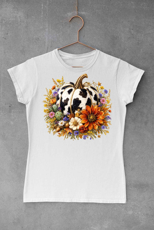 Cow Print Pumpkin Floral Fall