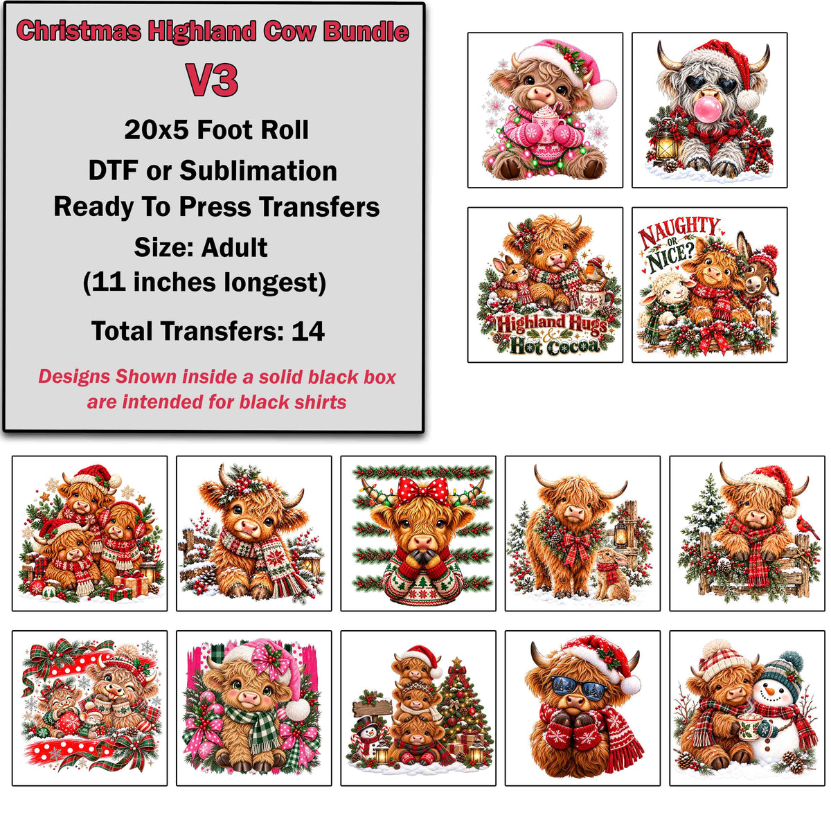 Christmas Highland Cow Bundle 3